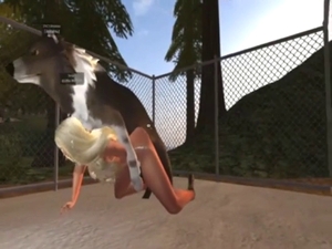 Blond-haired chick is going to get fucked by dog